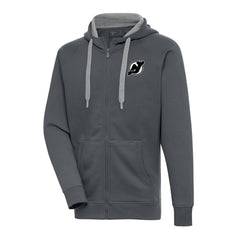 New Jersey Devils Antigua Metallic Logo Victory Full-Zip Hoodie - Charcoal Jerseys
