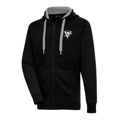 Pittsburgh Penguins Antigua Metallic Logo Victory Full-Zip Hoodie - Black Hoodies