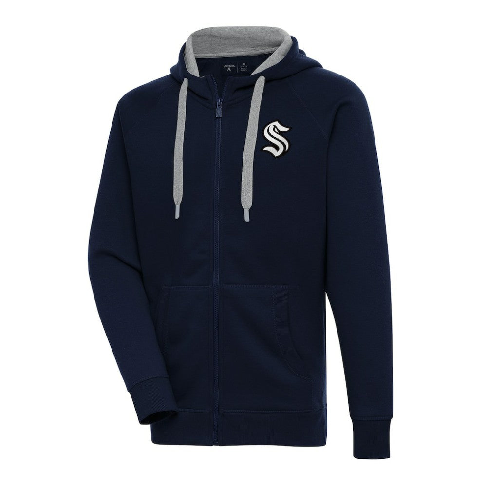 Seattle Kraken Antigua Metallic Logo Victory Full-Zip Hoodie - Deep Sea Blue Hoodies
