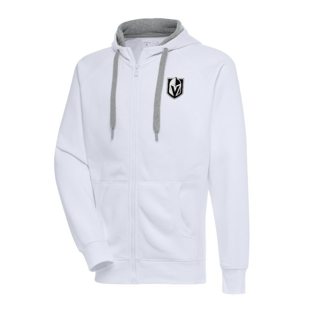 Vegas Golden Knights Antigua Metallic Logo Victory Full-Zip Hoodie - White Hoodies