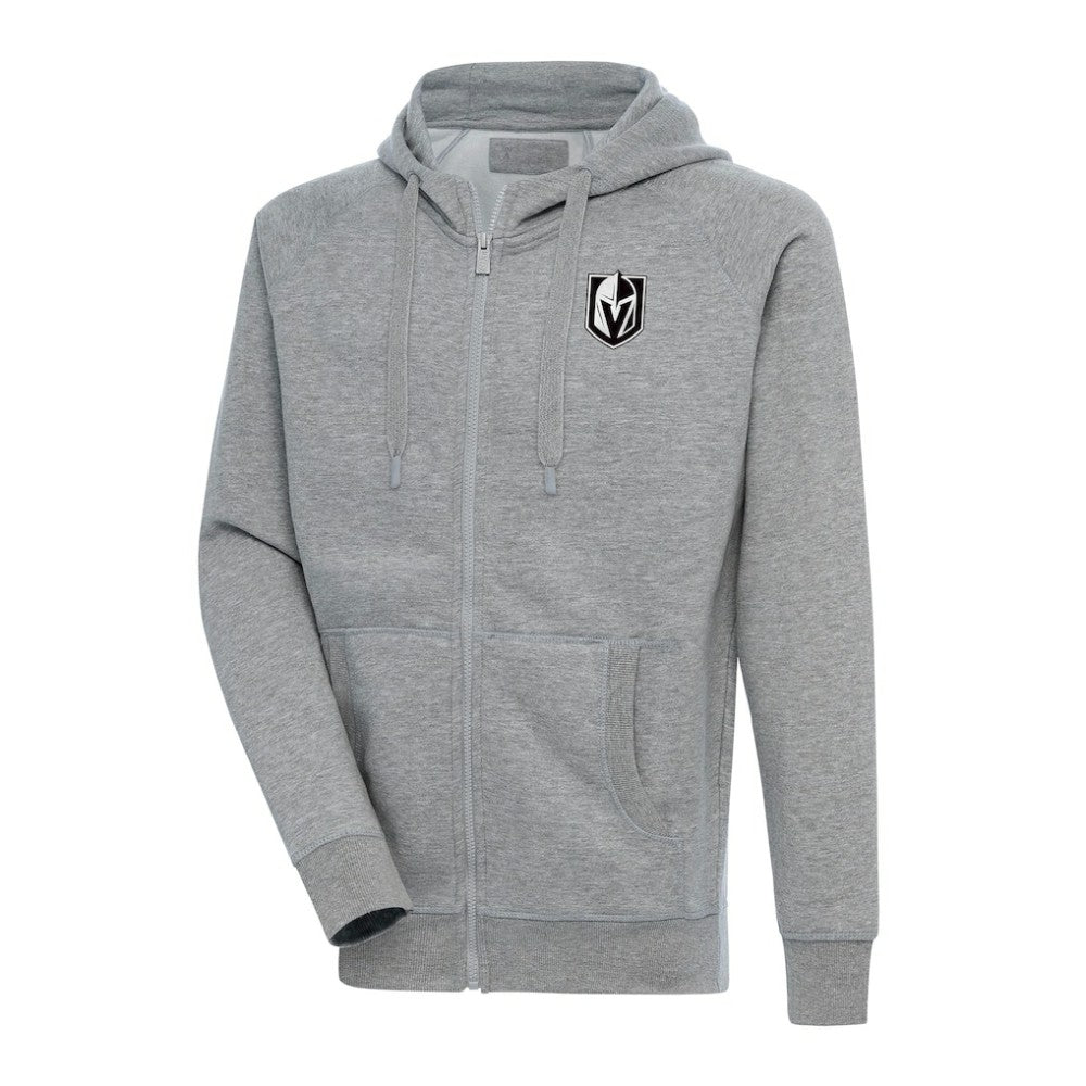 Vegas Golden Knights Antigua Metallic Logo Victory Full-Zip Hoodie - Heather Gray Hoodies