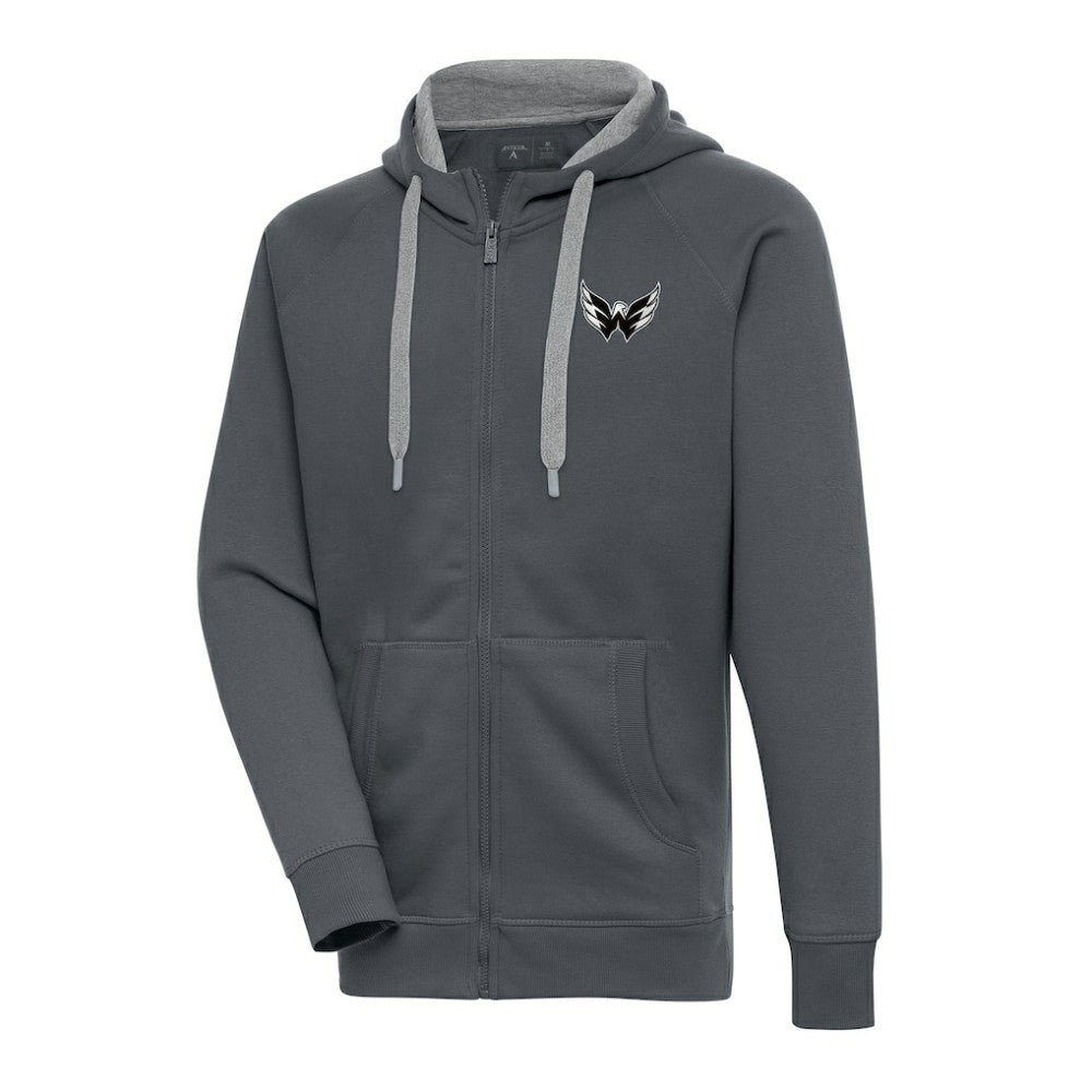 Washington Capitals Antigua Metallic Logo Victory Full-Zip Hoodie - Charcoal Hoodies