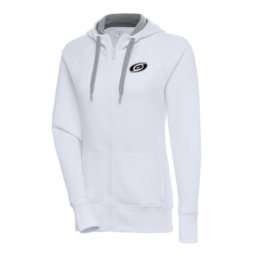 Carolina Hurricanes Antigua Women's Metallic Logo Victory Full-Zip Hoodie - White Hoodies