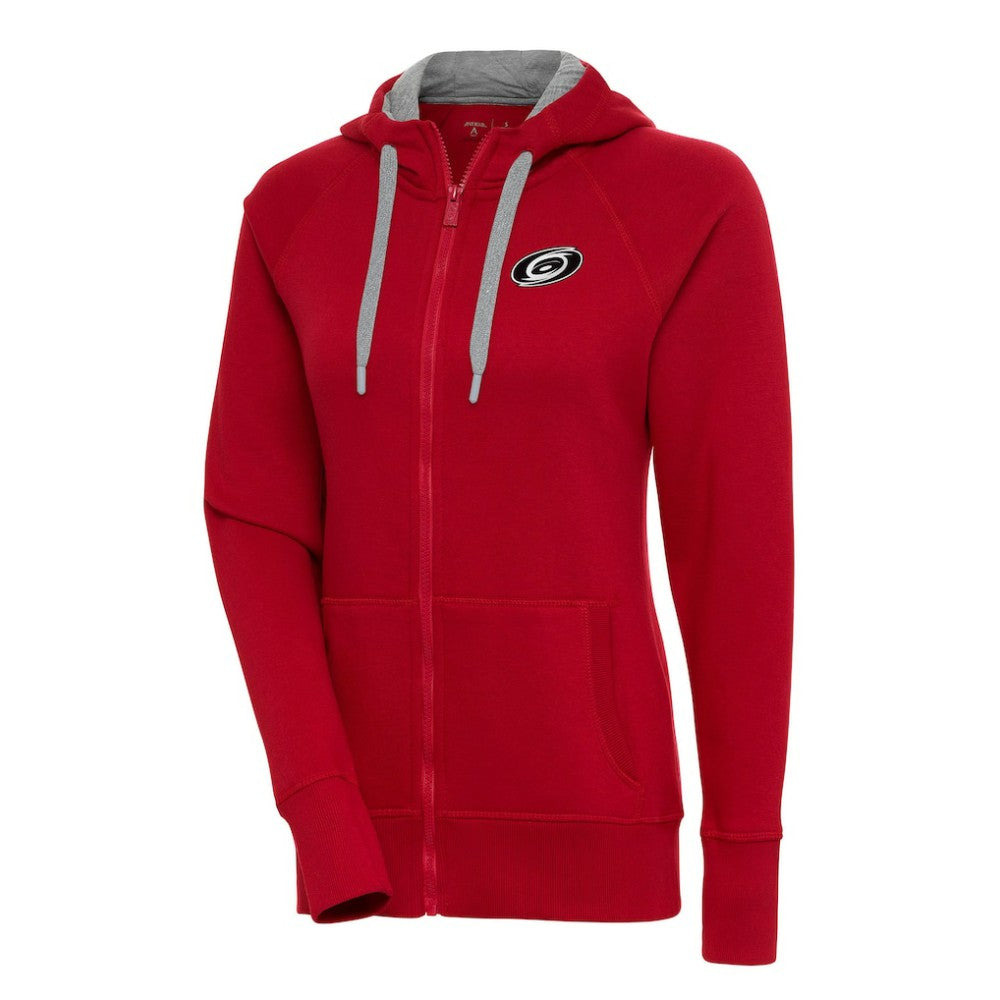 Carolina Hurricanes Antigua Women's Metallic Logo Victory Full-Zip Hoodie - Red Hoodies