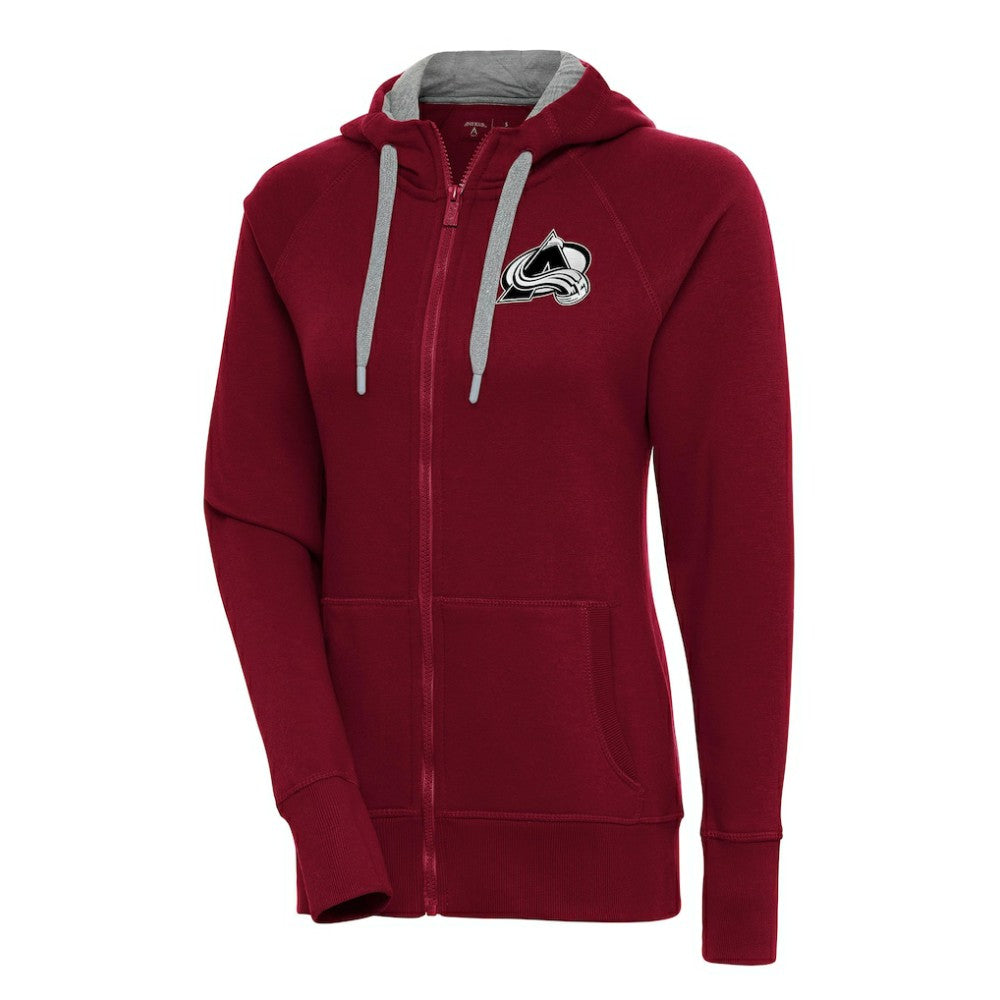 Colorado Avalanche Antigua Women's Metallic Logo Victory Full-Zip Hoodie - Burgundy Hoodies