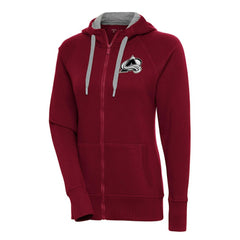Colorado Avalanche Antigua Women's Metallic Logo Victory Full-Zip Hoodie - Burgundy Hoodies