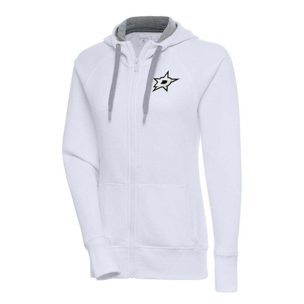 Dallas Stars Antigua Women's Metallic Logo Victory Full-Zip Hoodie - White Hoodies