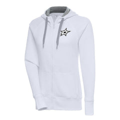 Dallas Stars Antigua Women's Metallic Logo Victory Full-Zip Hoodie - White Hoodies