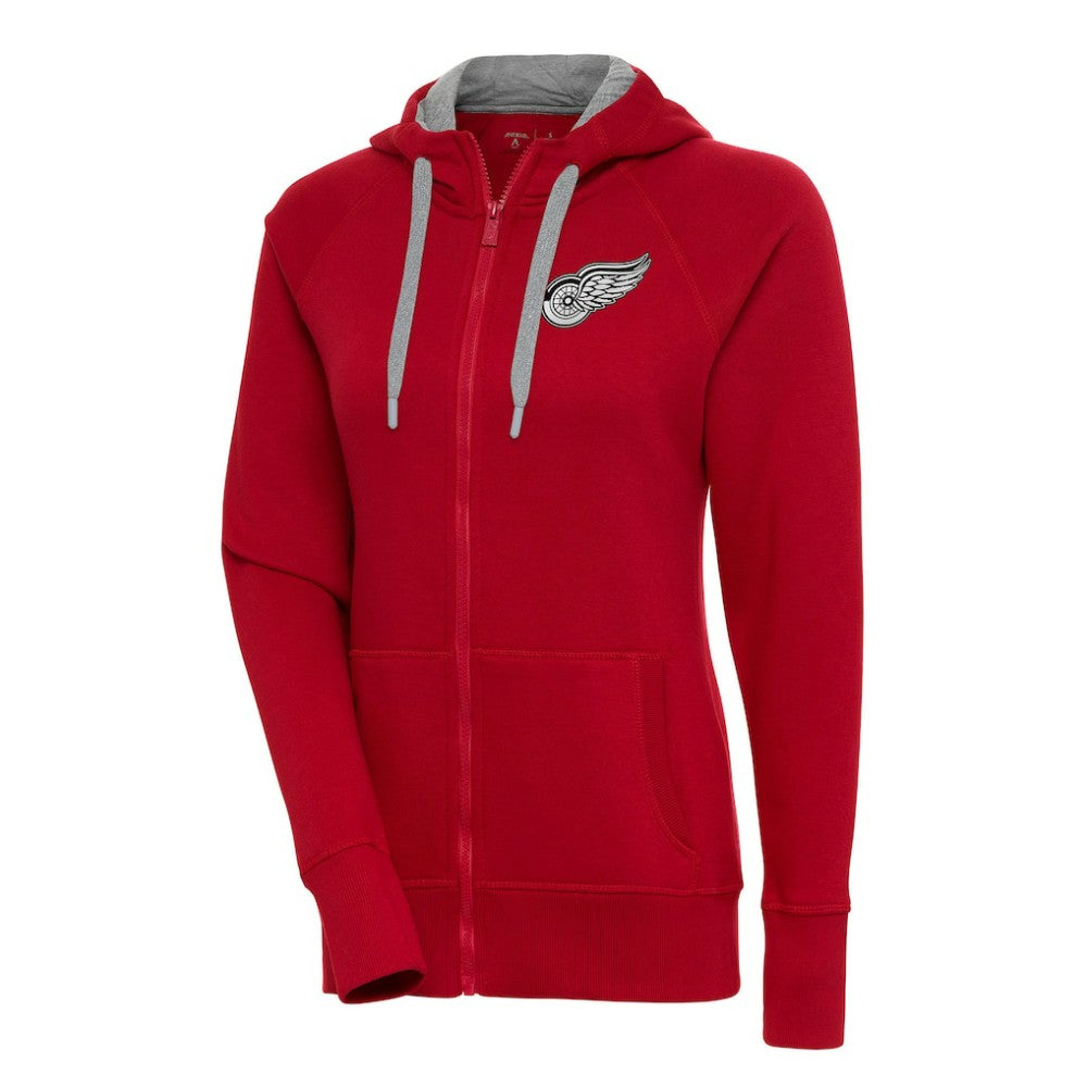 Detroit Red Wings Antigua Women's Metallic Logo Victory Full-Zip Hoodie - Red Hoodies
