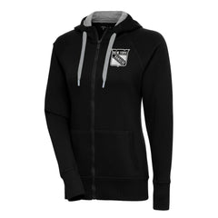 New York Rangers Antigua Women's Metallic Logo Victory Full-Zip Hoodie - Black Hoodies