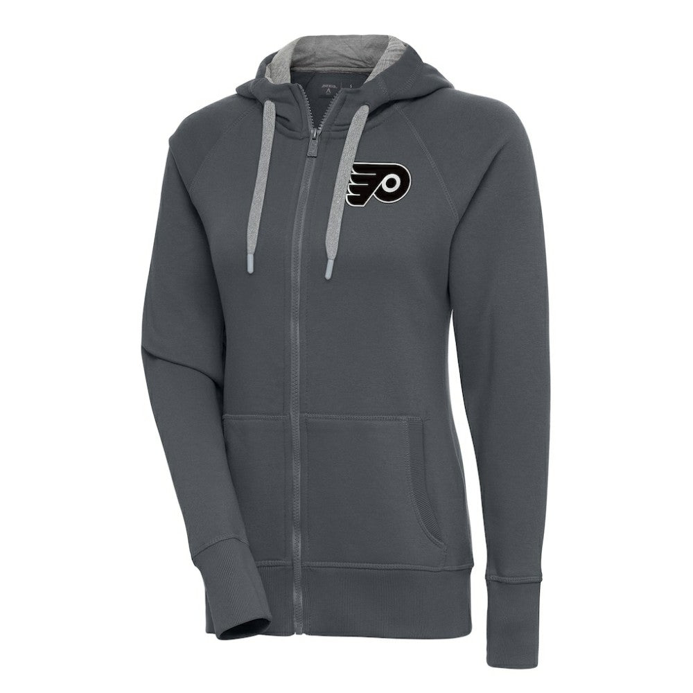 Philadelphia Flyers Antigua Women's Metallic Logo Victory Full-Zip Hoodie - Charcoal Hoodies