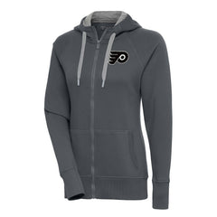 Philadelphia Flyers Antigua Women's Metallic Logo Victory Full-Zip Hoodie - Charcoal Hoodies