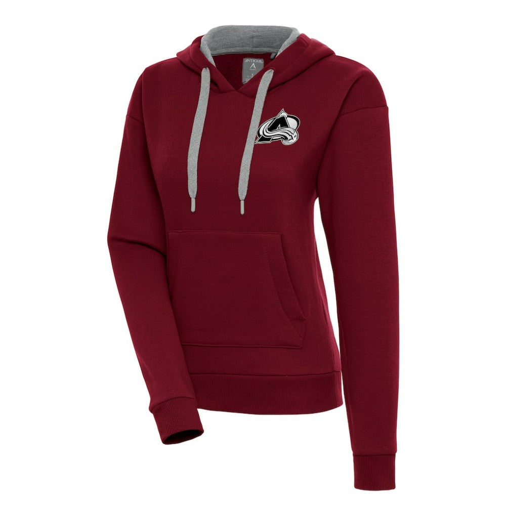 Colorado Avalanche Antigua Women's Metallic Logo Victory Pullover Hoodie - Burgundy Hoodies