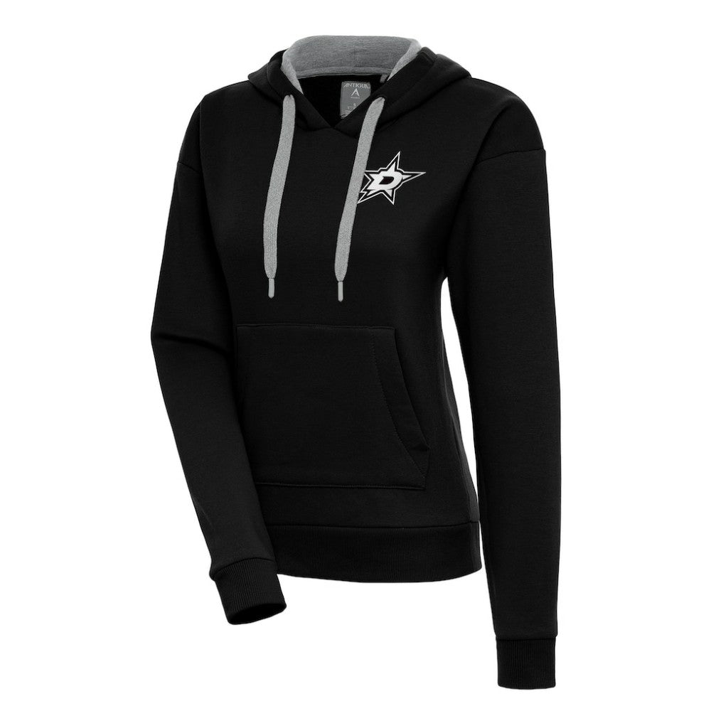 Dallas Stars Antigua Women's Metallic Logo Victory Pullover Hoodie - Black Hoodies