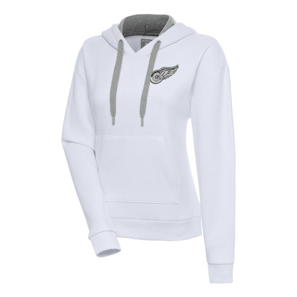Detroit Red Wings Antigua Women's Metallic Logo Victory Pullover Hoodie - White Hoodies