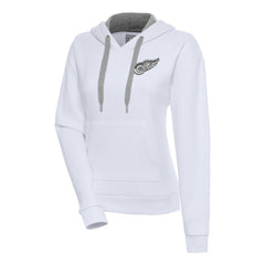 Detroit Red Wings Antigua Women's Metallic Logo Victory Pullover Hoodie - White Hoodies