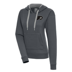 Philadelphia Flyers Antigua Women's Metallic Logo Victory Pullover Hoodie - Charcoal Hoodies