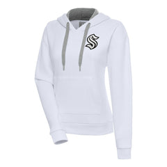 Seattle Kraken Antigua Women's Metallic Logo Victory Pullover Hoodie - White Hoodies
