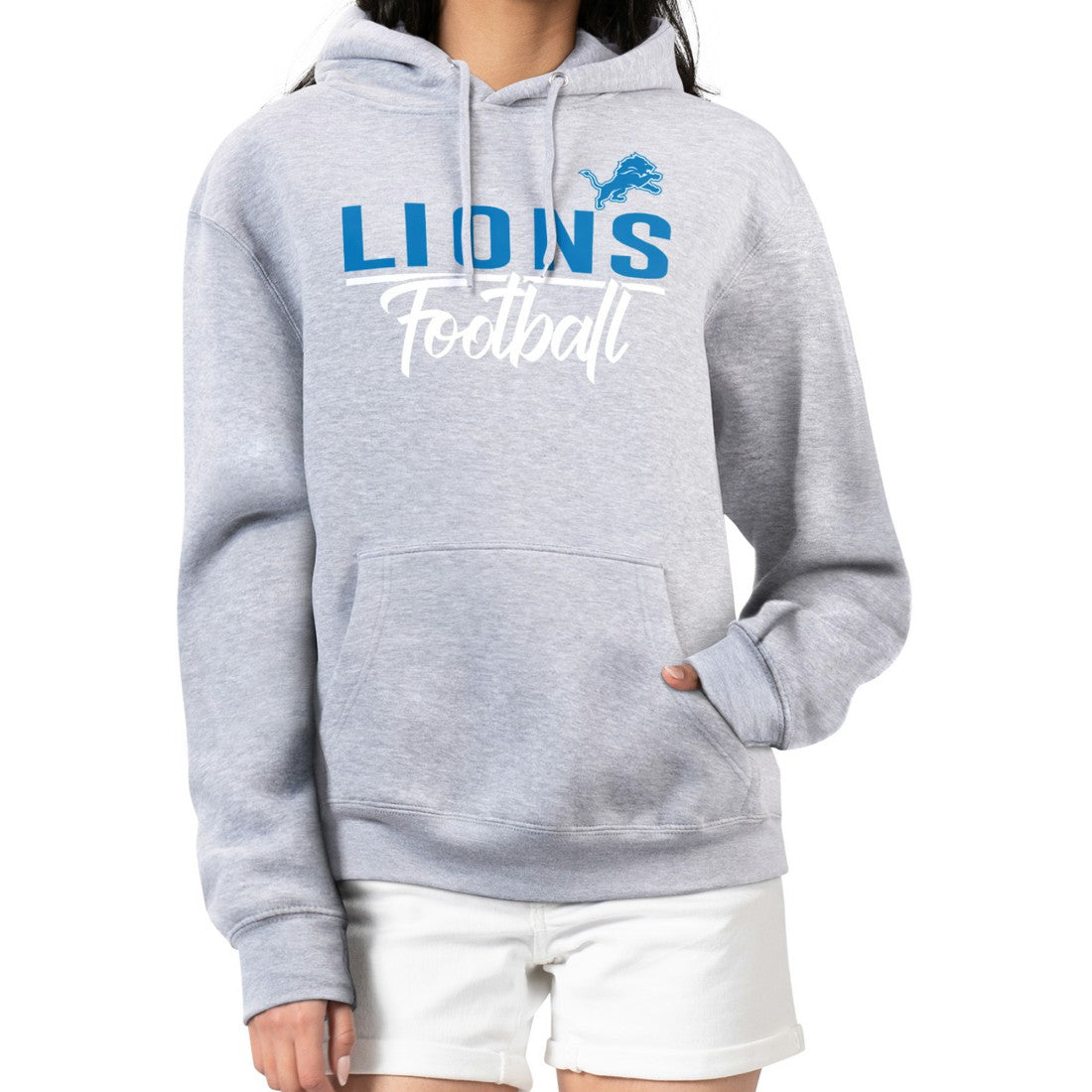 Detroit Lions G-III 4Her by Carl Banks Women's Graphic Fleece Pullover Hoodie - Heather Gray cheap