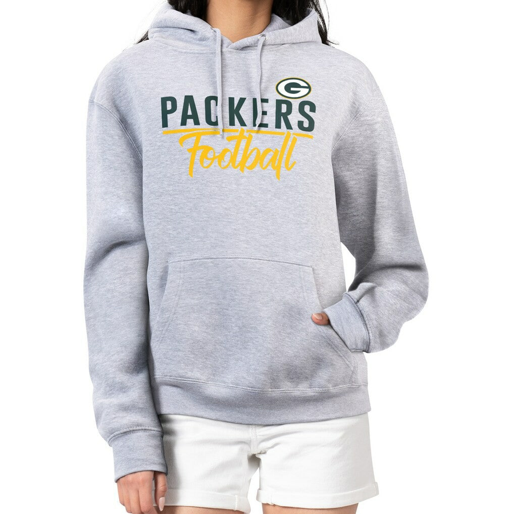 Green Bay Packers G-III 4Her by Carl Banks Women's Graphic Fleece Pullover Hoodie - Heather Gray for sale