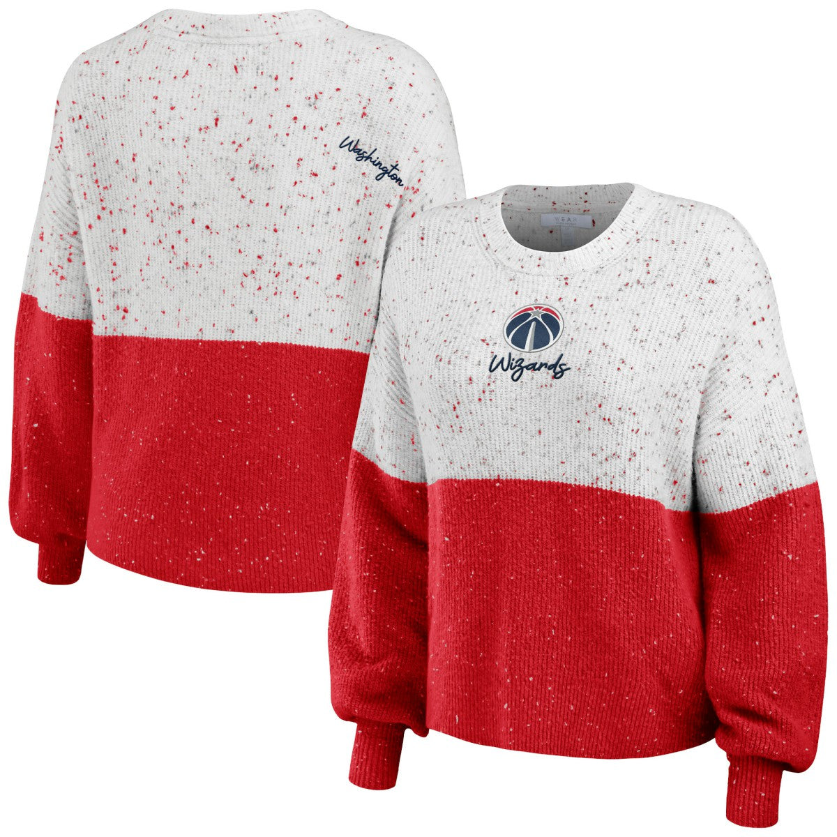Washington Wizards WEAR by Erin Andrews Women's Color-Block Pullover Sweater - White/Red shop