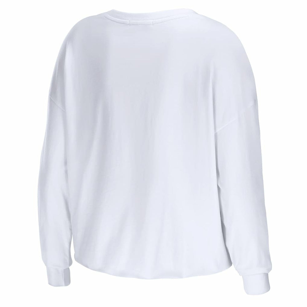 Philadelphia 76ers WEAR by Erin Andrews Women's Cropped Long Sleeve T-Shirt - White sale