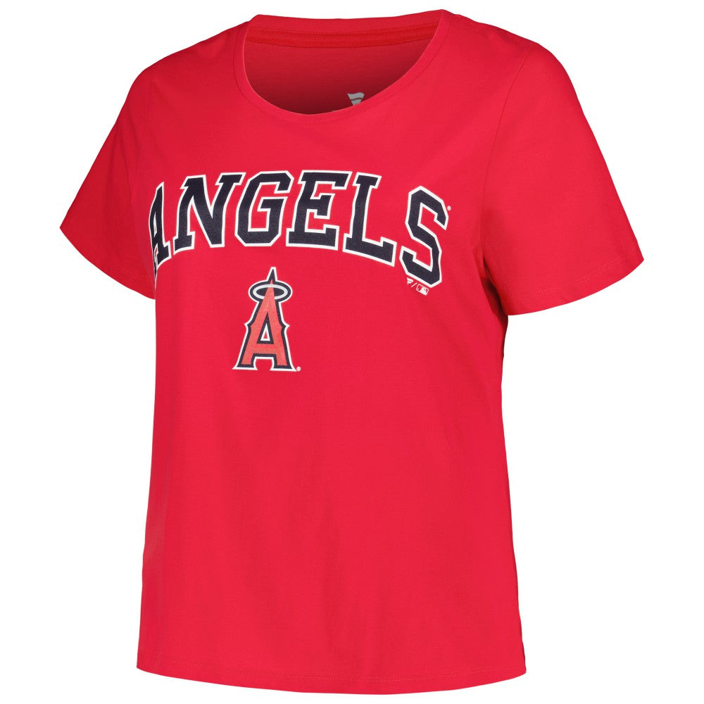 Los Angeles Angels Profile Women's Plus Size Arch Logo T-Shirt Red