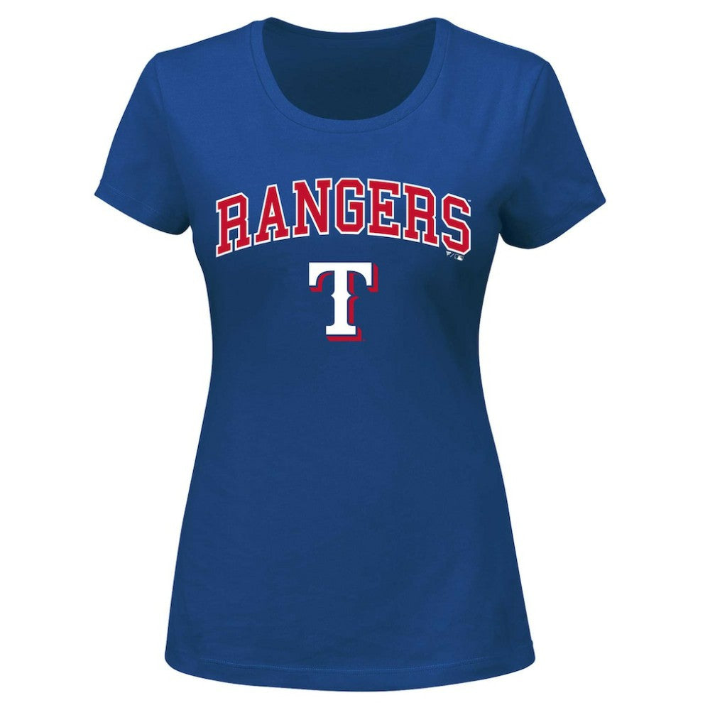 Texas Rangers Profile Women's Plus Size Arch Logo T-Shirt Royal