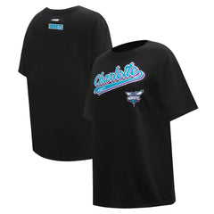 Charlotte Hornets Pro Standard Women's Script Boyfriend T-Shirt - Black for sale