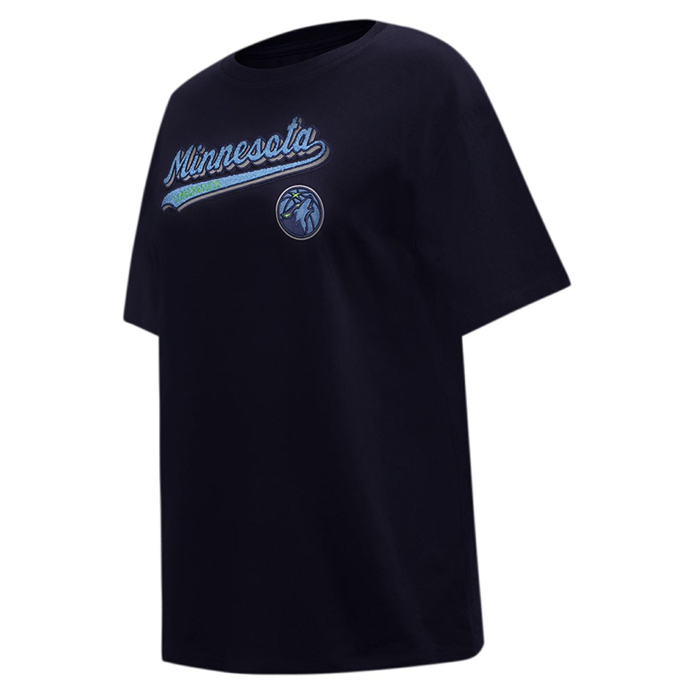 Minnesota Timberwolves Pro Standard Women's Script Boyfriend T-Shirt - Navy cheap