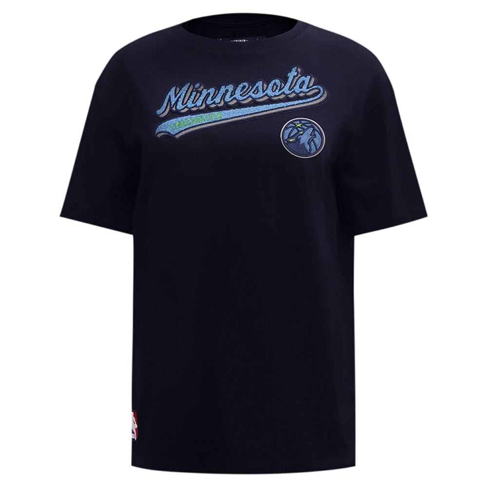 Minnesota Timberwolves Pro Standard Women's Script Boyfriend T-Shirt - Navy cheap