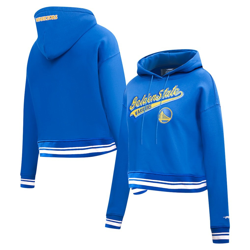 Golden State Warriors Pro Standard Women's Script Tail Cropped Pullover Hoodie sale - Royal online