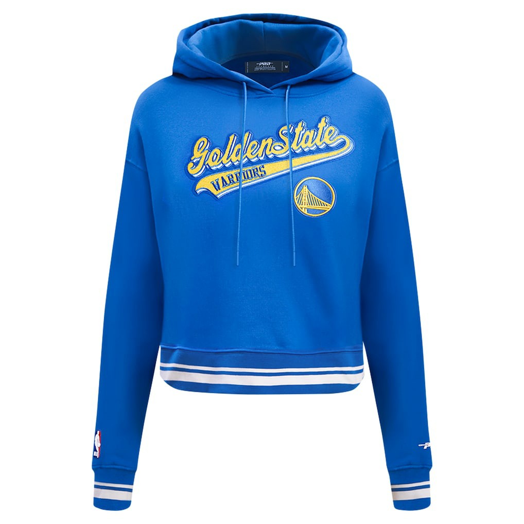 Golden State Warriors Pro Standard Women's Script Tail Cropped Pullover Hoodie sale - Royal online