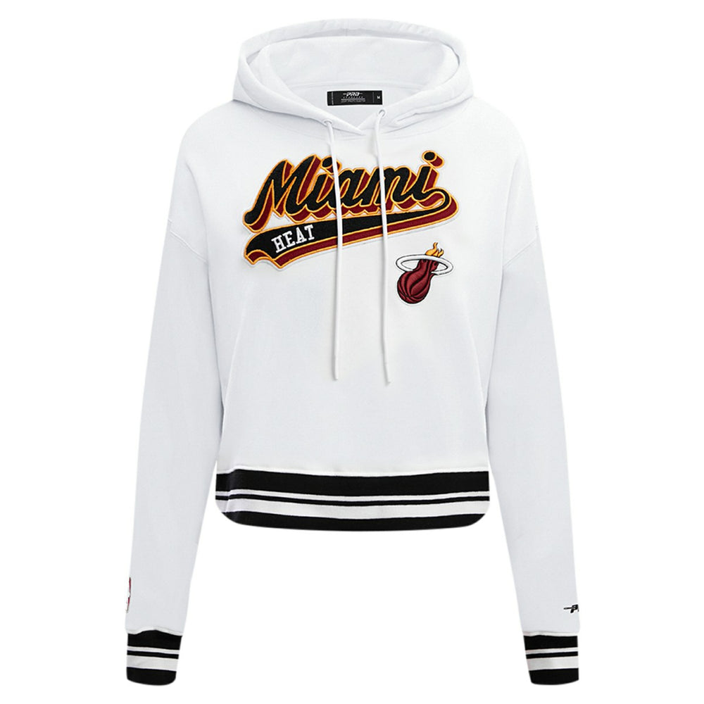 Miami Heat Pro Standard Women's Script Tail Cropped Pullover Hoodie - White cheap