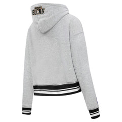 Milwaukee Bucks Pro Standard Women's Script Tail Cropped Pullover Hoodie - Heather Gray outlet