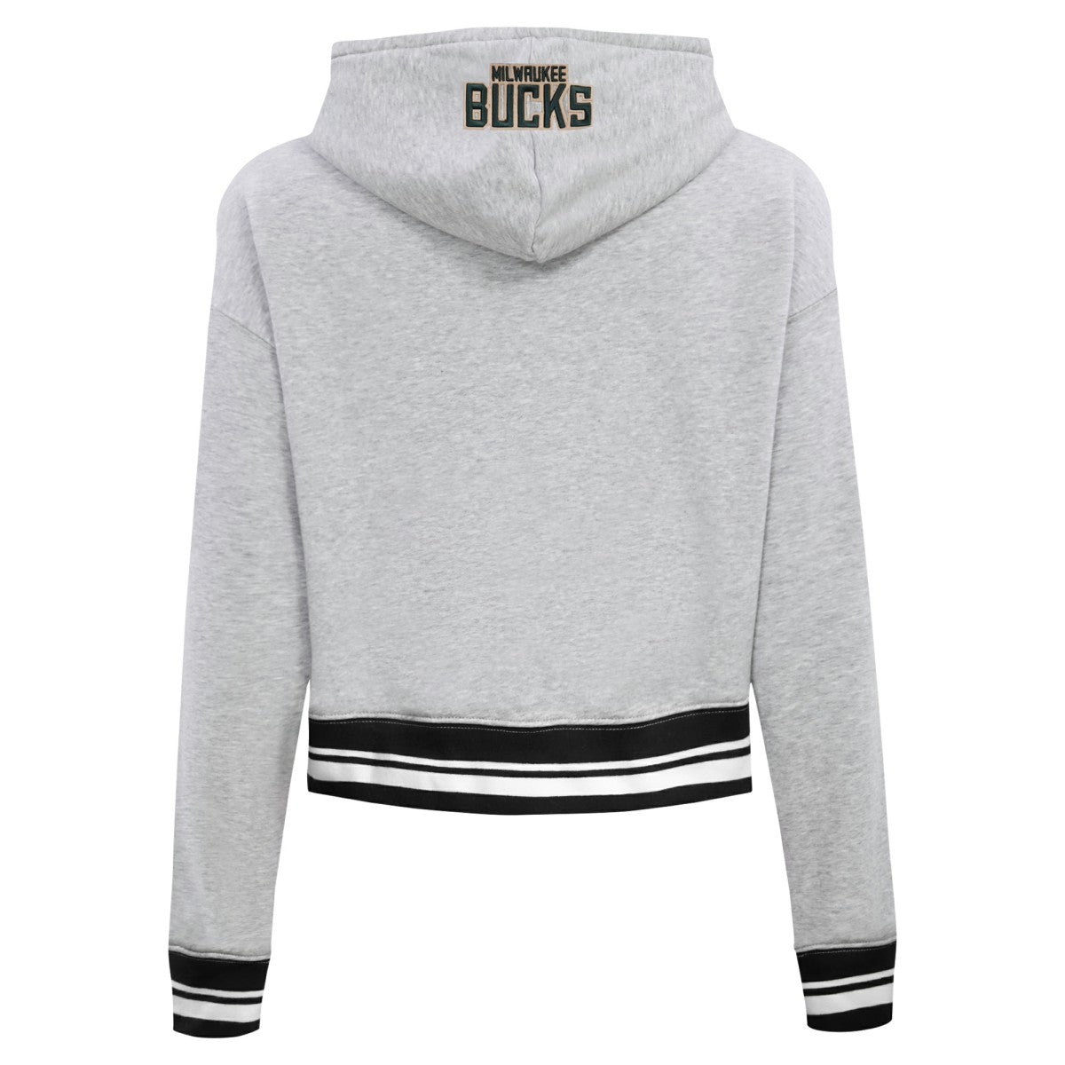 Milwaukee Bucks Pro Standard Women's Script Tail Cropped Pullover Hoodie - Heather Gray outlet