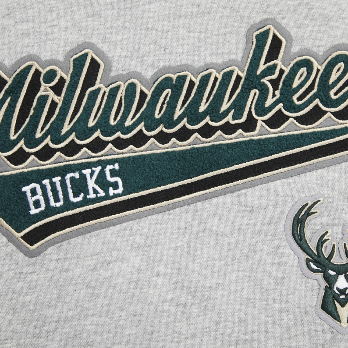 Milwaukee Bucks Pro Standard Women's Script Tail Cropped Pullover Hoodie - Heather Gray outlet