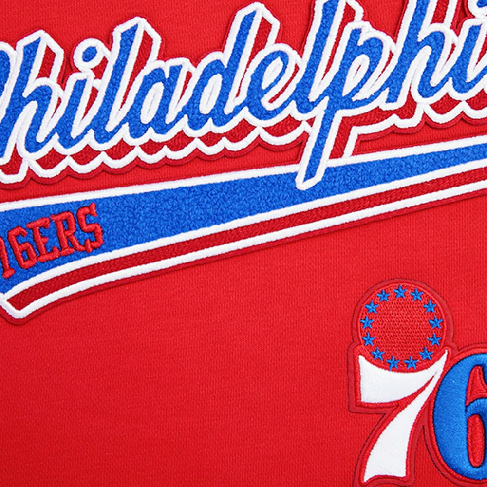 Philadelphia 76ers Pro Standard Women's Script Tail Cropped Pullover Hoodie - Red outlet