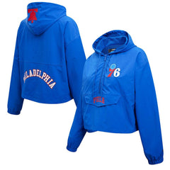 Philadelphia 76ers Pro Standard Classic Wind Woven Cropped Half-Zip Jacket - Royal shop