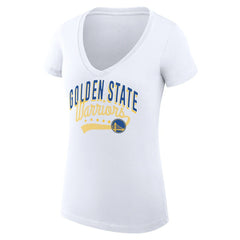 Golden State Warriors G-III 4Her by Carl Banks Women's Super-Slim Fit Lightweight Filigree Logo V-Neck T-Shirt sale - White online