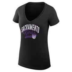Sacramento Kings G-III 4Her by Carl Banks Women's Super-Slim Fit Lightweight Filigree Logo V-Neck T-Shirt - Black shop