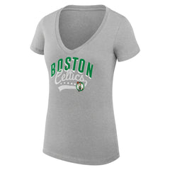 Boston Celtics G-III 4Her by Carl Banks Women's Super-Slim Fit Lightweight Filigree Logo V-Neck T-Shirt - Heather Gray discount