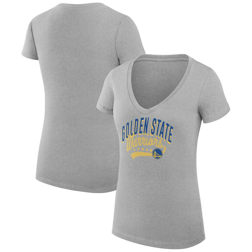 Golden State Warriors G-III 4Her by Carl Banks Women's Super-Slim Fit Lightweight Filigree Logo V-Neck T-Shirt sale - Heather Gray shop