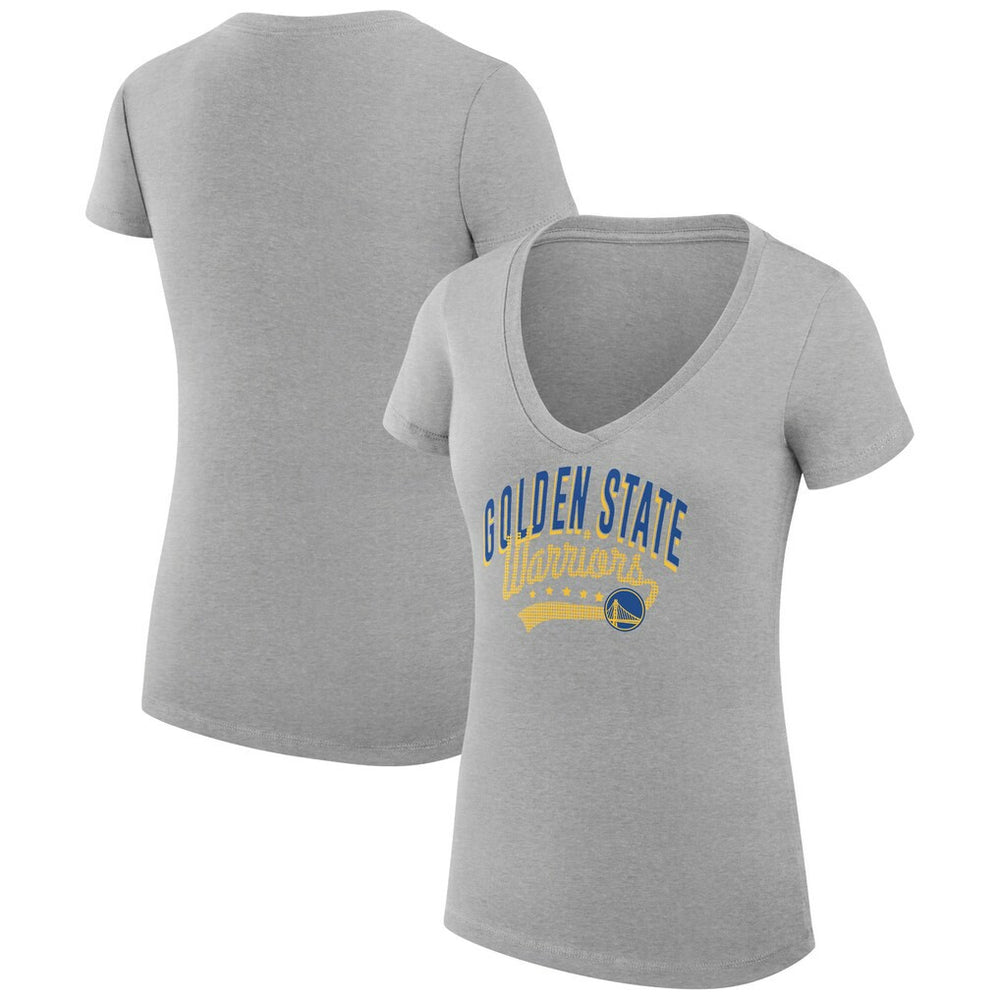 Golden State Warriors G-III 4Her by Carl Banks Women's Super-Slim Fit Lightweight Filigree Logo V-Neck T-Shirt sale - Heather Gray shop