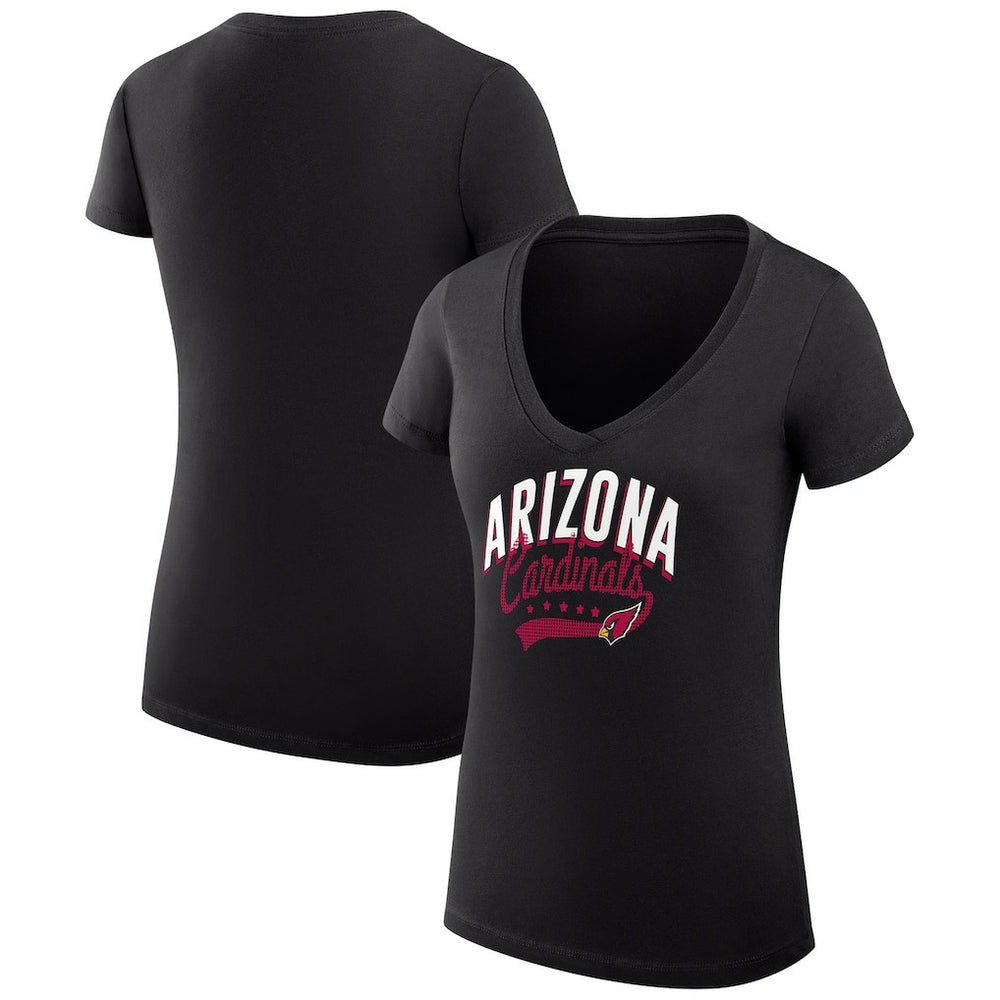 Arizona Cardinals G-III 4Her by Carl Banks Women's Super-Slim Fit Lightweight Filigree Logo Lightweight V-Neck T-Shirt – Black for sale