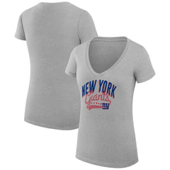 New York Giants G-III 4Her by Carl Banks Women's Super-Slim Fit Lightweight Filigree Logo Lightweight V-Neck T-Shirt – Heather Gray discount