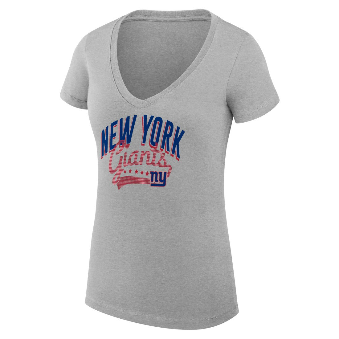 New York Giants G-III 4Her by Carl Banks Women's Super-Slim Fit Lightweight Filigree Logo Lightweight V-Neck T-Shirt – Heather Gray discount