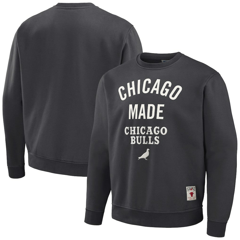 Chicago Bulls NBA x Staple Plush Pullover Sweatshirt - Anthracite on sale