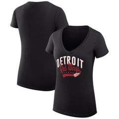 Detroit Red Wings G-III 4Her by Carl Banks Women's Super-Slim Fit Lightweight Filigree Logo V-Neck T-Shirt – Black T-shirts