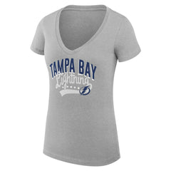 Tampa Bay Lightning G-III 4Her by Carl Banks Women's Super-Slim Fit Lightweight Filigree Logo V-Neck T-Shirt – Gray T-shirts